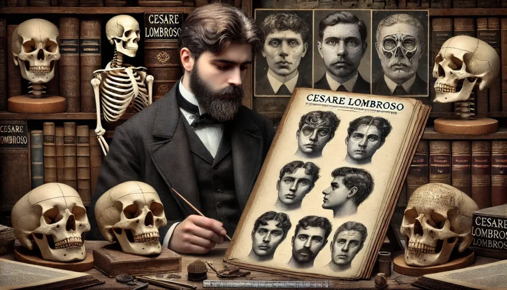 An illustration of Cesare Lombroso's criminological theories