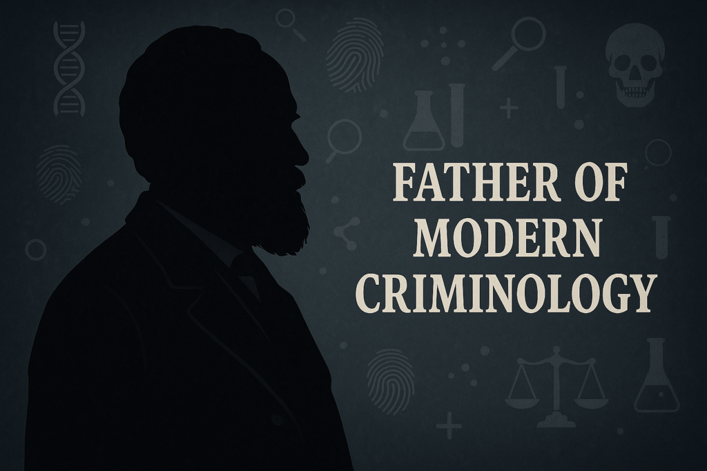 Diagram showing the evolution of criminology theories starting with the father of modern criminology
