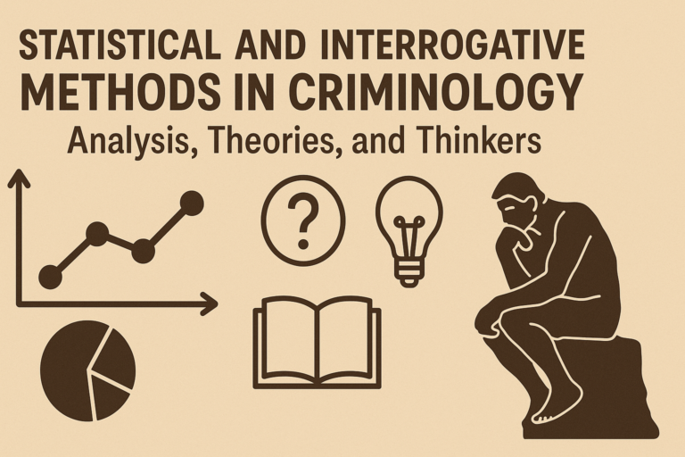 A black-and-white hand-drawn illustration showing an interrogator and a suspect. The diagram highlights three steps of the interrogation method: open-ended questions, psychological pressure, and breaking silence.