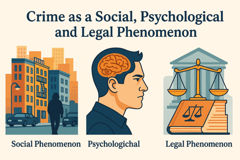 Discover crime as a social, psychological, and legal phenomenon. Learn how society, mental health, and legal systems shape criminal behavior.