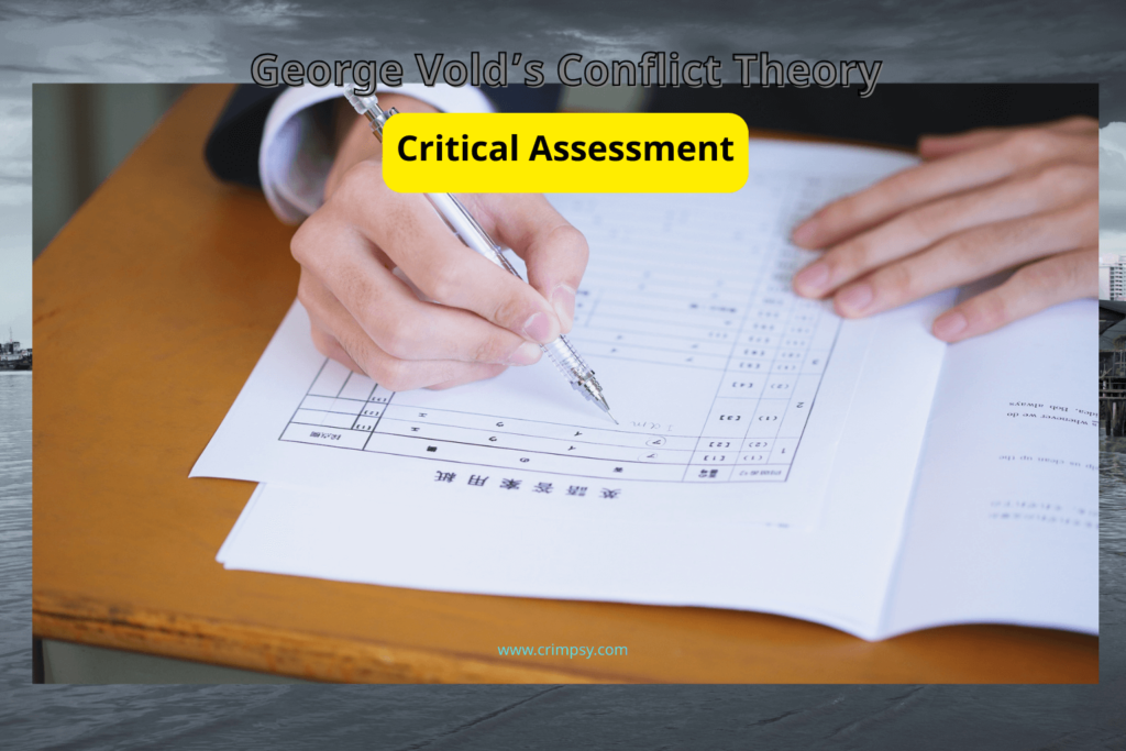 An image illustrating the criticisms leveled against George Vold regarding conflict theory and collective conflict.