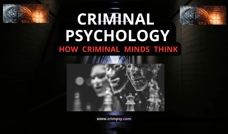 Conceptual image representing criminal psychology and how criminal minds think with dark tones and human brain illustration