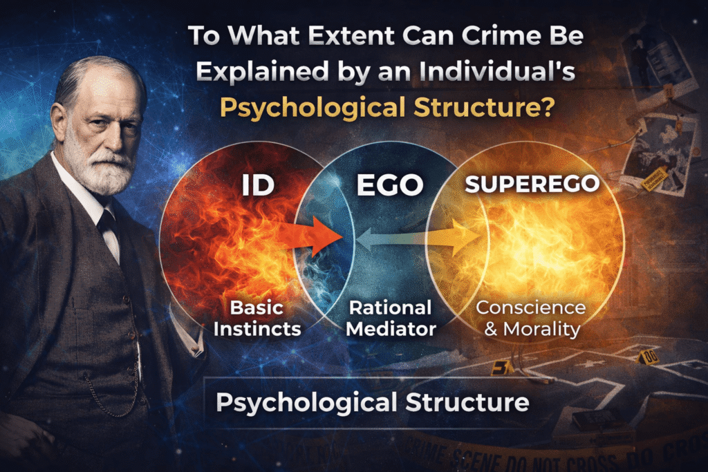 Freud psychological structure model showing Id Ego and Superego in criminal psychology