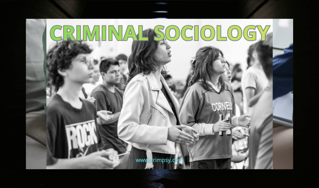 Illustration showing how social environment and social structures influence crime according to sociological criminology