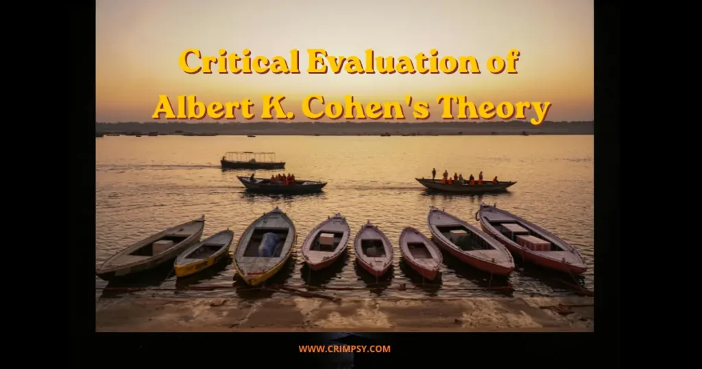 Critical evaluation of Albert K. Cohen’s delinquent subculture theory with boats at sunset background